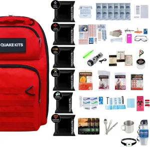 1-4 Person, 72hr Extensively Prepared Emergency Kit for Disaster Preparedness - Emergency Go Bag with Cook-in-Pouch Food, Water   Purification, First Aid, Deluxe Tools. Survival Kit for Earthquakes