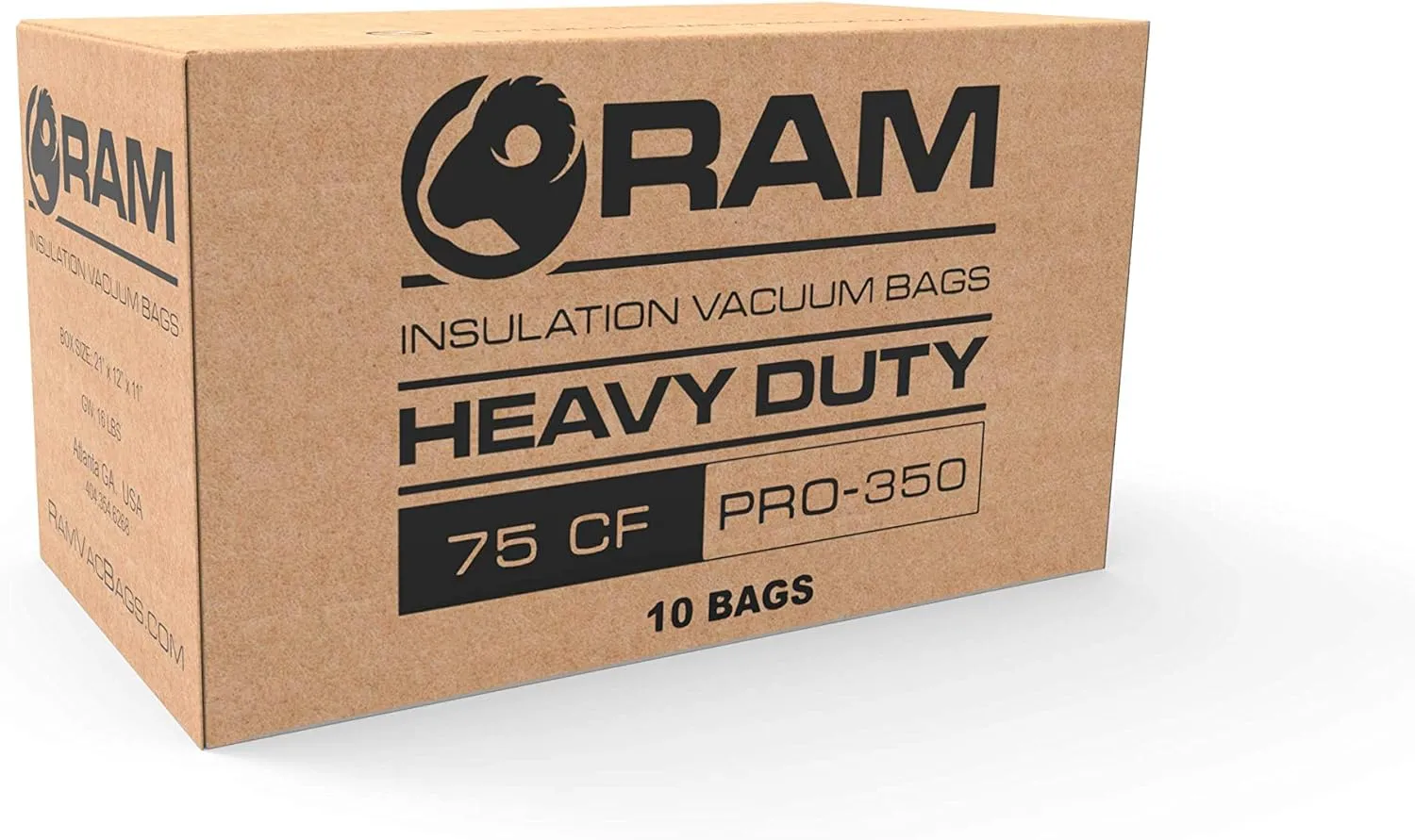 (1) Heavy Duty Insulation Vacuum Bags by RAM - Size 6 ft x 4 ft - Holds EST 75 Cubic Feet - Low Dust Bag