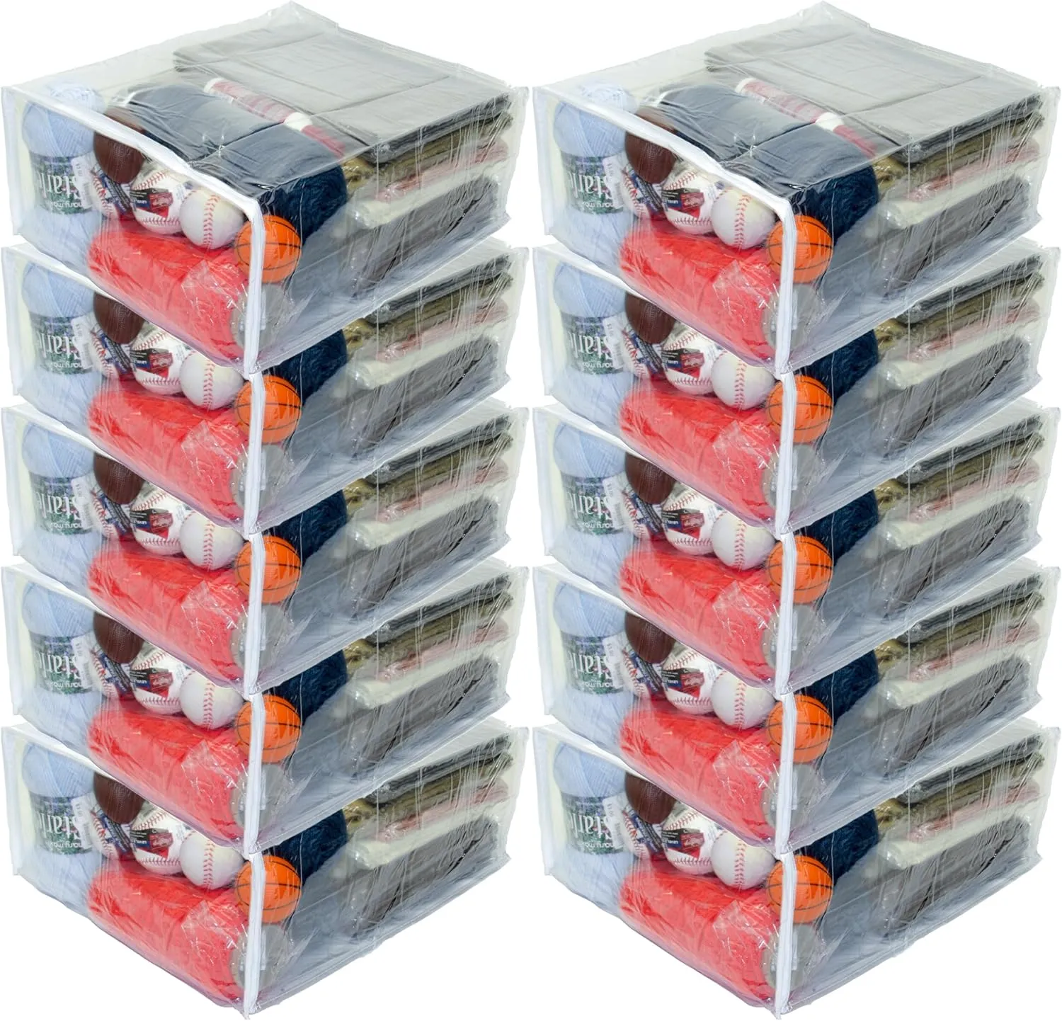 10-Pack Heavy Duty Vinyl Zippered (Clear) Large Storage Bags 15" x 18" x 7" for Sweaters, Blankets, Throws, Pillows, Quits (8.2 Gallon)