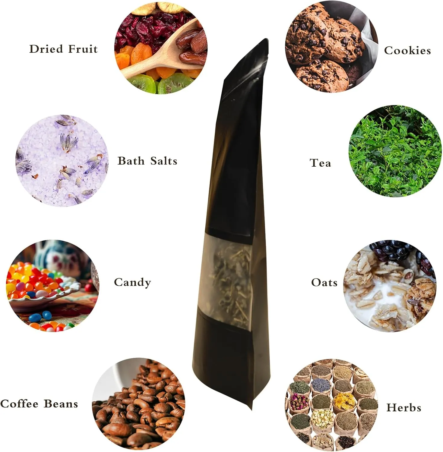 100 PCS Resealable Stand Up Kraft Paper Bags With Matte Window, Zipper Lock for Food Storage, Small Business and Home, 6.29 * 9.44 Inch Reusable Sealable Packaging - Black