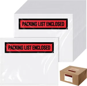 1000 Pcs Packing Slip Envelope Pouches Clear Self Adhesive Shipping Label Sleeves Waterproof Packing List Envelopes Pockets Top Loading Shipping Pouches Enclosed Bags (Red,4.5"x 5.5")