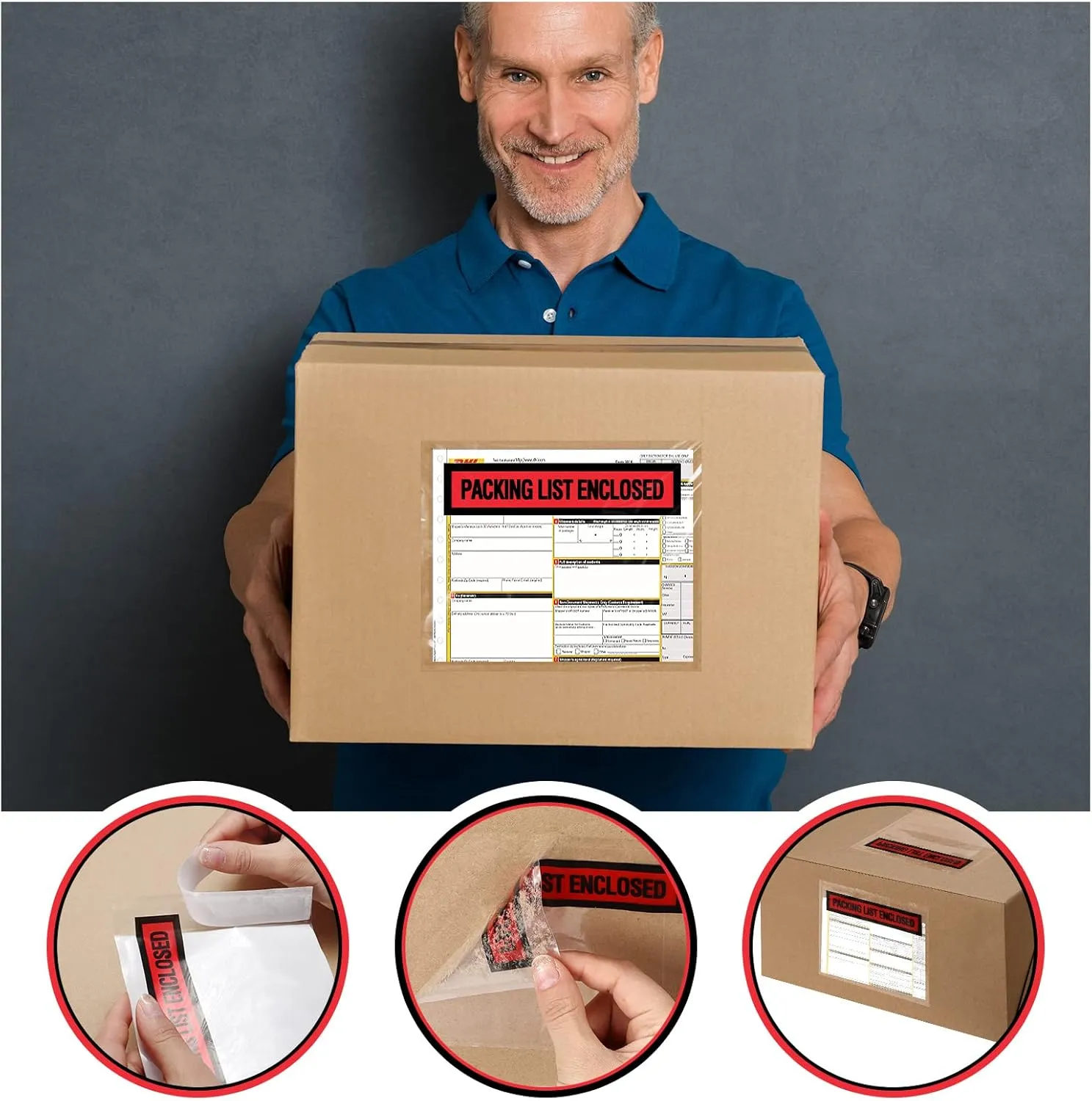 1000 Pcs Packing Slip Envelope Pouches Clear Self Adhesive Shipping Label Sleeves Waterproof Packing List Envelopes Pockets Top Loading Shipping Pouches Enclosed Bags (Red,4.5"x 5.5")