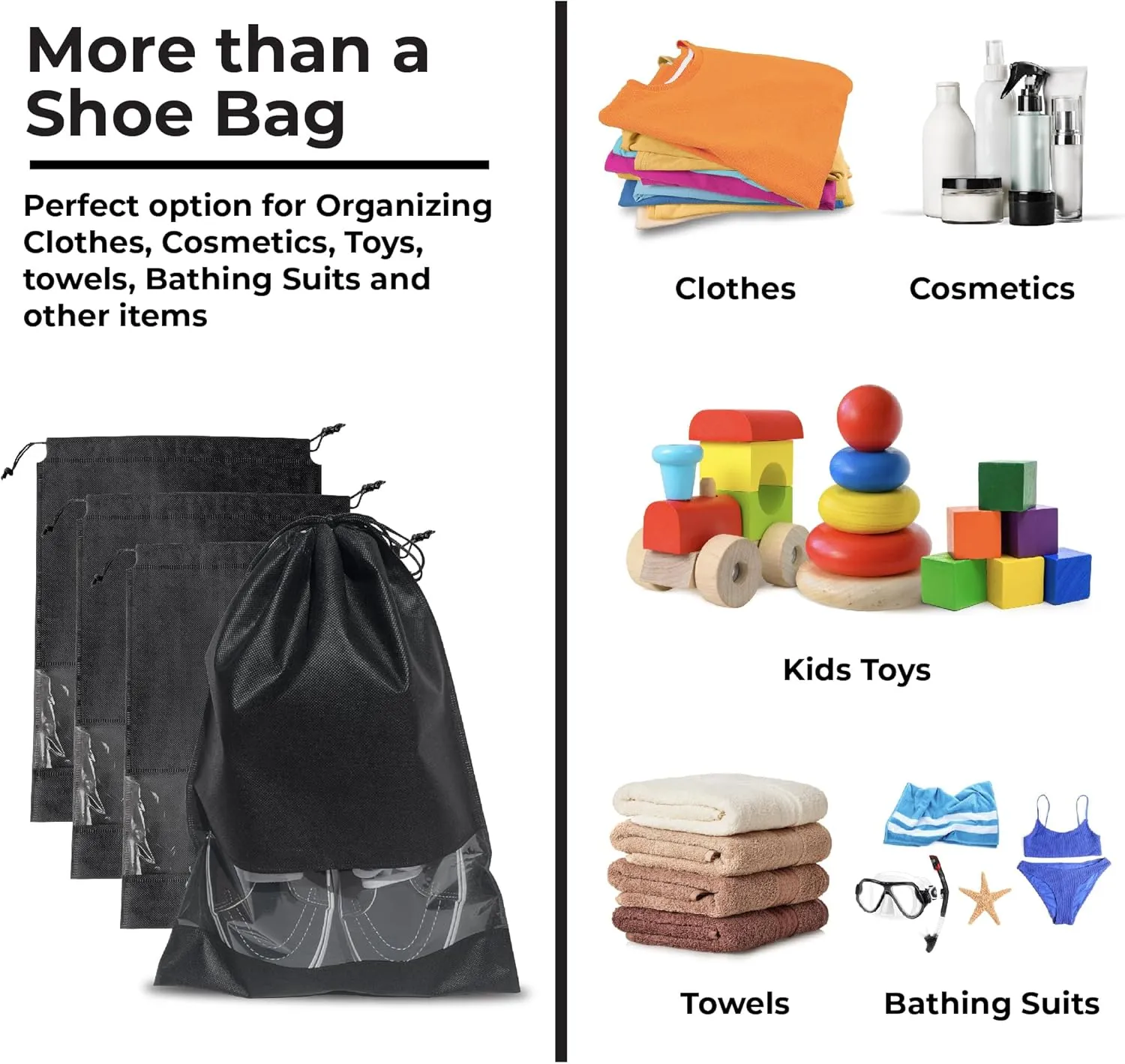 12 Pcs Shoe Bags for Travel, Packing, Storage & Organizing. Reusable Dust-Proof & Water Resistant Shoe Pouch Protector with Clear Transparent Window & Drawstrings. (Red   Blue   Black)