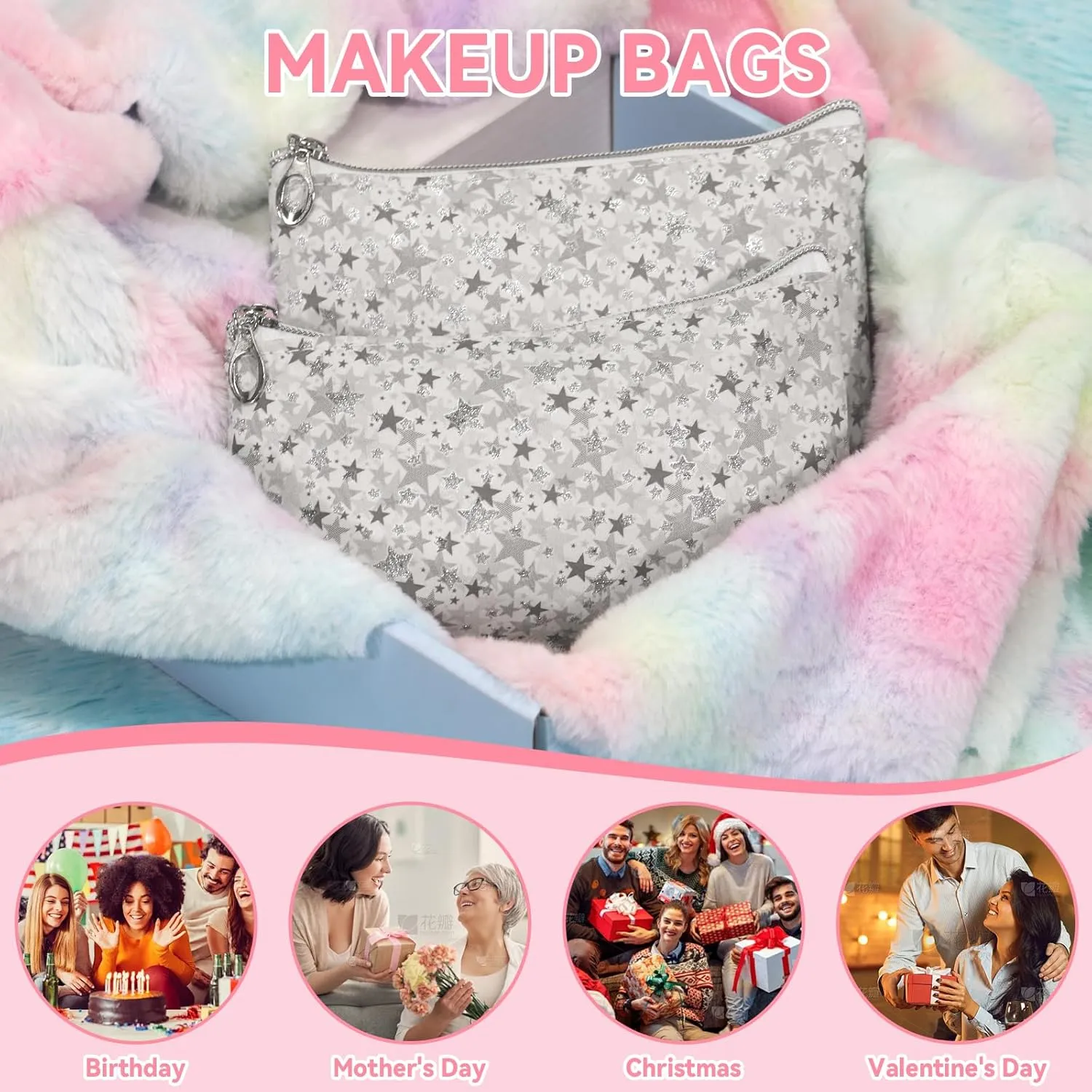 12 Pieces Cosmetic Bag for Women, Makeup Bags with Zipper Waterproof Travel Toiletry Pouch, Cosmetic Packing Accessory Organizer (Grey)