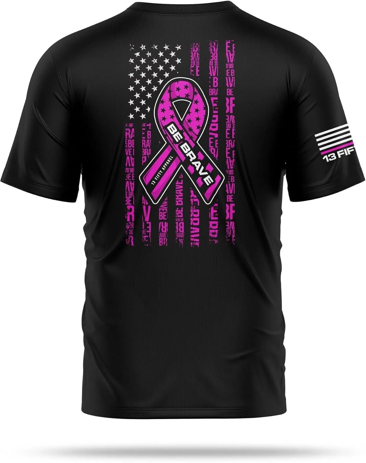 13 Fifty Apparel Be Brave Breast Cancer Shirts for Men Lightweight, Moisture-Wicking Fabric with UPF 30  for All-Day Comfort.