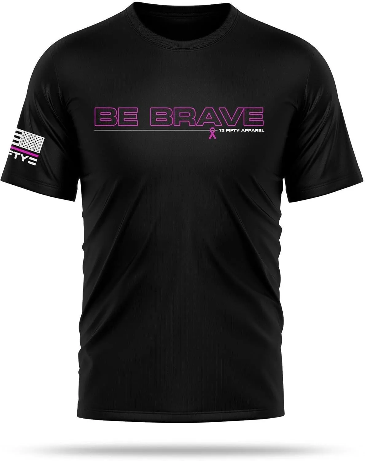 13 Fifty Apparel Be Brave Breast Cancer Shirts for Men Lightweight, Moisture-Wicking Fabric with UPF 30  for All-Day Comfort.