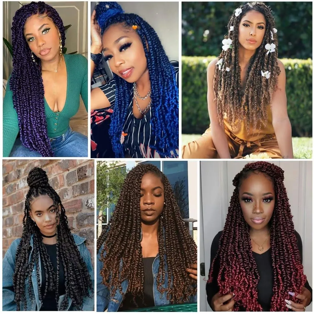 14inch Blue Water Wave Crochet Hair for Butterfly Soft Locs 6 Packs Ombre Blue Passion Twists Hair Synthetic Crochet Hair Passion Twist Bohemian Locs Braiding Hair Extensions (14" 6packs T1B/Blue#)