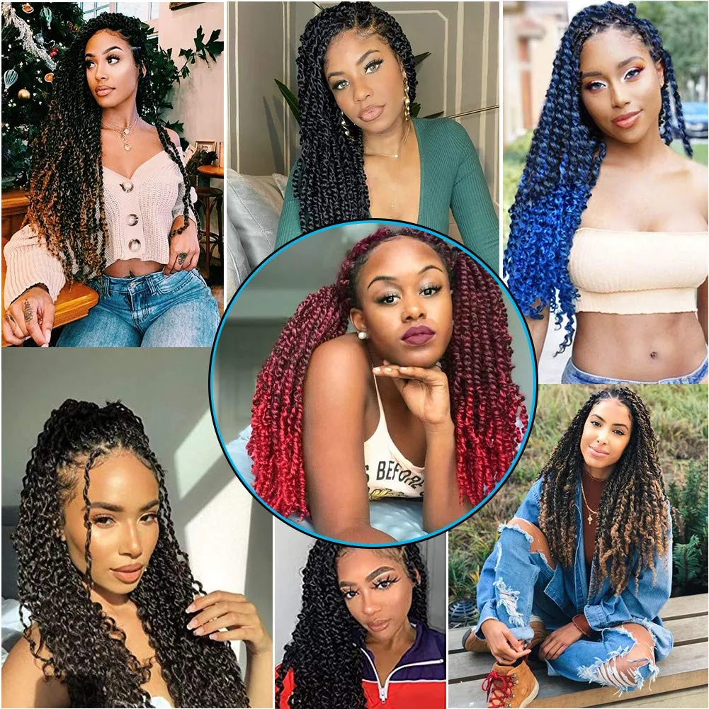 14inch Blue Water Wave Crochet Hair for Butterfly Soft Locs 6 Packs Ombre Blue Passion Twists Hair Synthetic Crochet Hair Passion Twist Bohemian Locs Braiding Hair Extensions (14" 6packs T1B/Blue#)