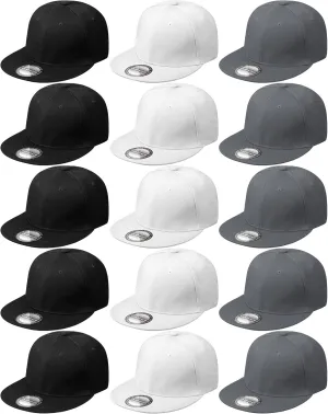 15 Pack Snapback Hats for Men Hip Hop Style Solid Baseball Hats Adjustable Snapback Cap Flat Brim Baseball Caps