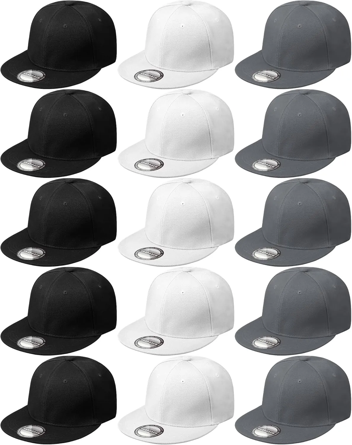 15 Pack Snapback Hats for Men Hip Hop Style Solid Baseball Hats Adjustable Snapback Cap Flat Brim Baseball Caps