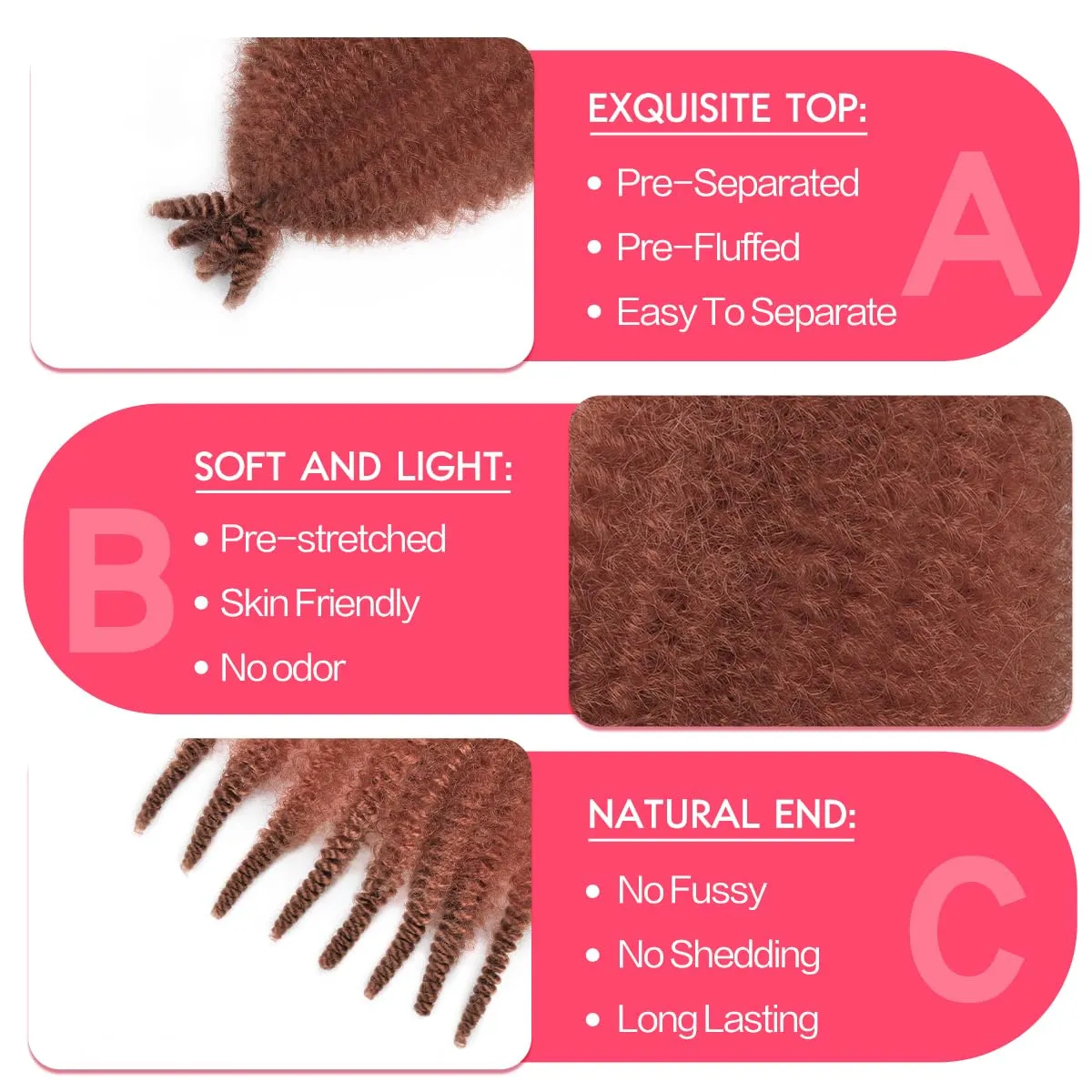 18 Inch Spring Twist Hair Pre Fluffed Afro Twist Hair 8Packs Marley Twist Braiding Hair for Women (18 Inch,8Pack,#350)