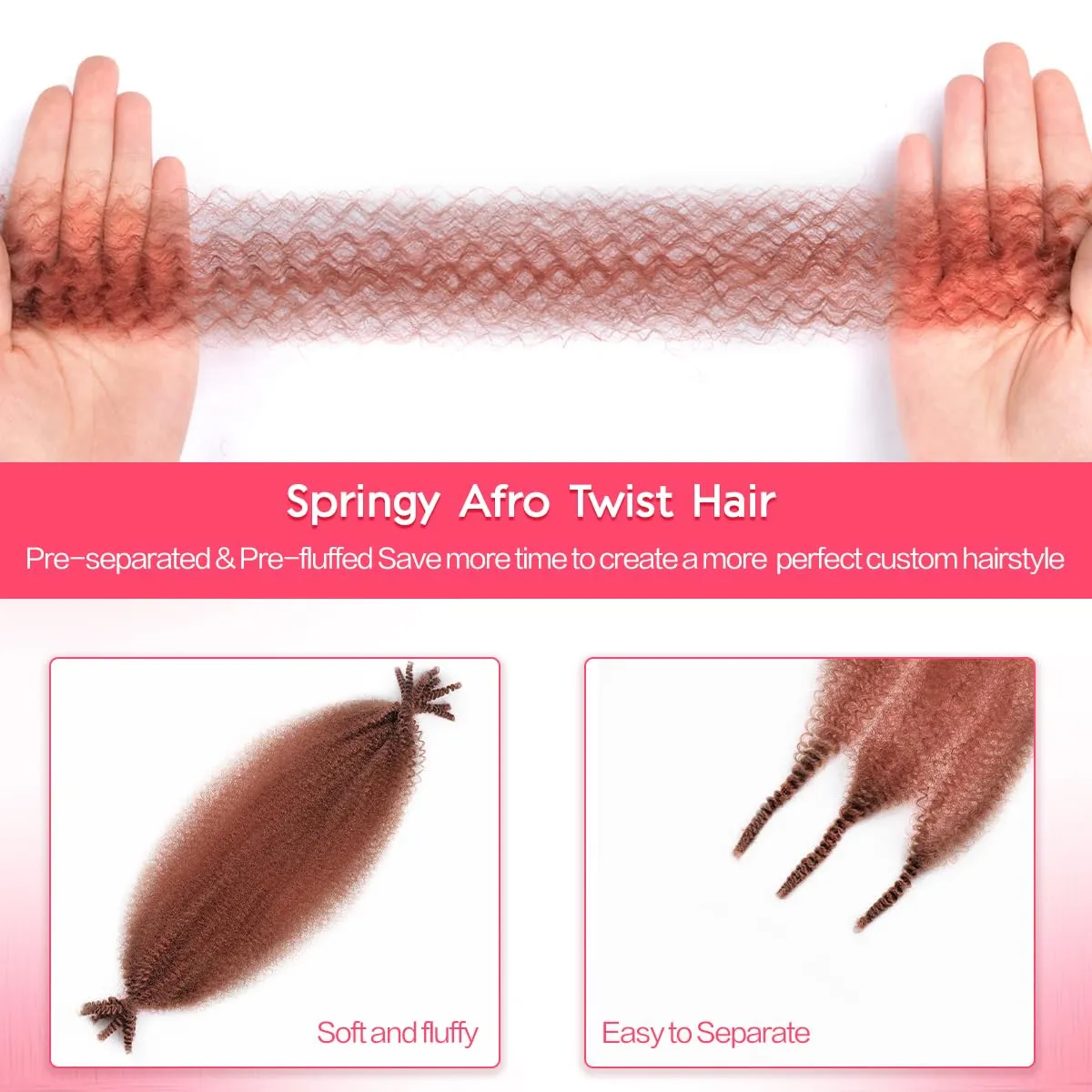 18 Inch Spring Twist Hair Pre Fluffed Afro Twist Hair 8Packs Marley Twist Braiding Hair for Women (18 Inch,8Pack,#350)