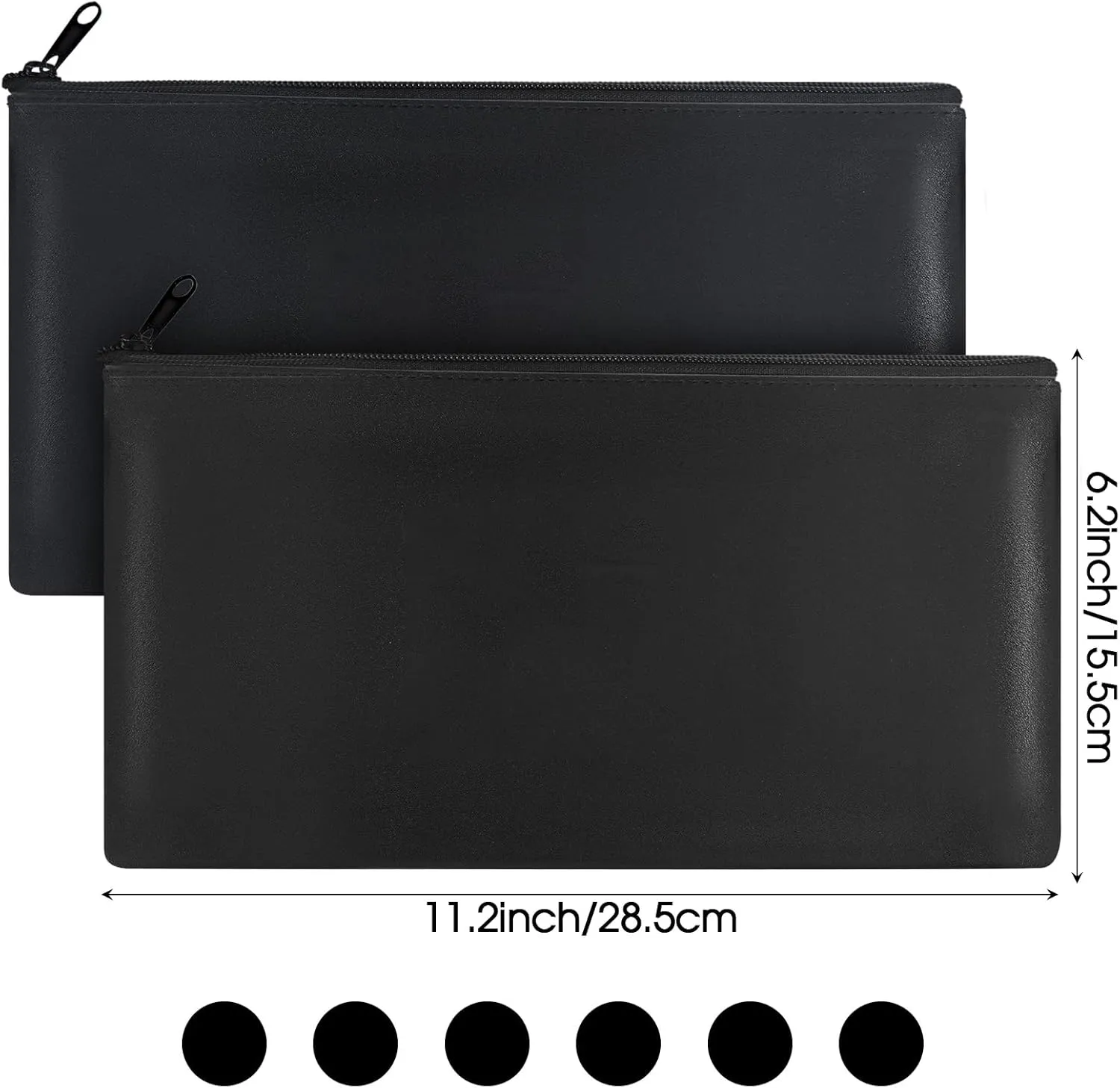 18 Pcs Money Bank Bag with Zipper for Cash 11 x 6 Inch Security Bank Deposit Bag Leatherette Money Cash Coin Check Wallet Pouch(Black)