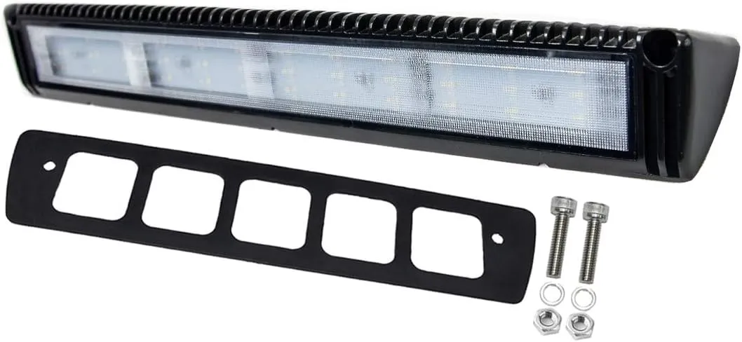 18" RV Exterior LED Awning Lighting Fixture, 40° Down Angle Flood Beam, 6000K Cool-White Super Bright, 12V/24V DC, High Lumen Output Low Current Draw, Aluminum Housing Black Finish, 1-Pack