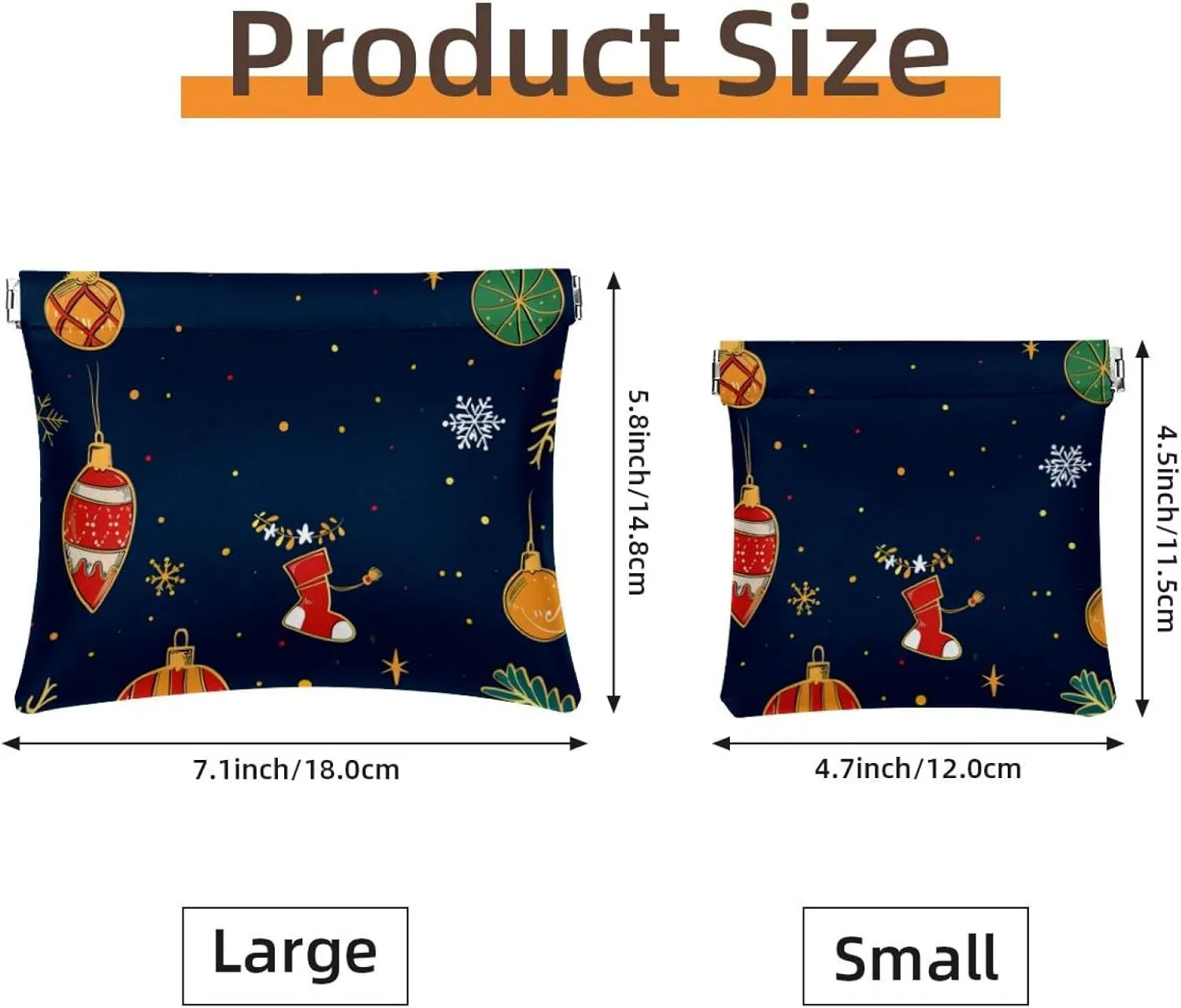 2 Pack Faux Leather Pocket Cosmetic Bag, Small Storage Bags for Purses, Self-Closing Makeup Pouch for Women, Mini Pocket Makeup Bag for Lipstick, Christmas Elk Santa Claus Cartoon