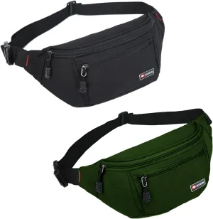 2 Packs Fanny Packs for Men and Women, Water Resistant Sports Waist Pack Bag Hip Bum Bag for Travel Hiking Running