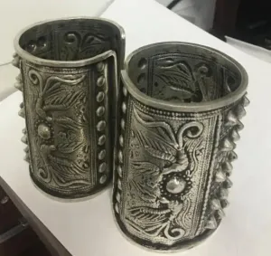 2 x Tibetan Floral Carved Bracelets