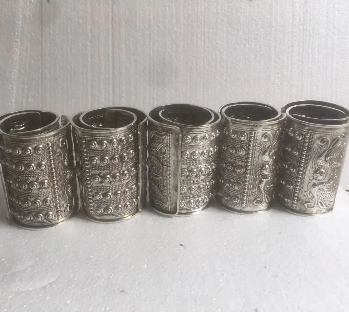 2 x Tibetan Floral Carved Bracelets