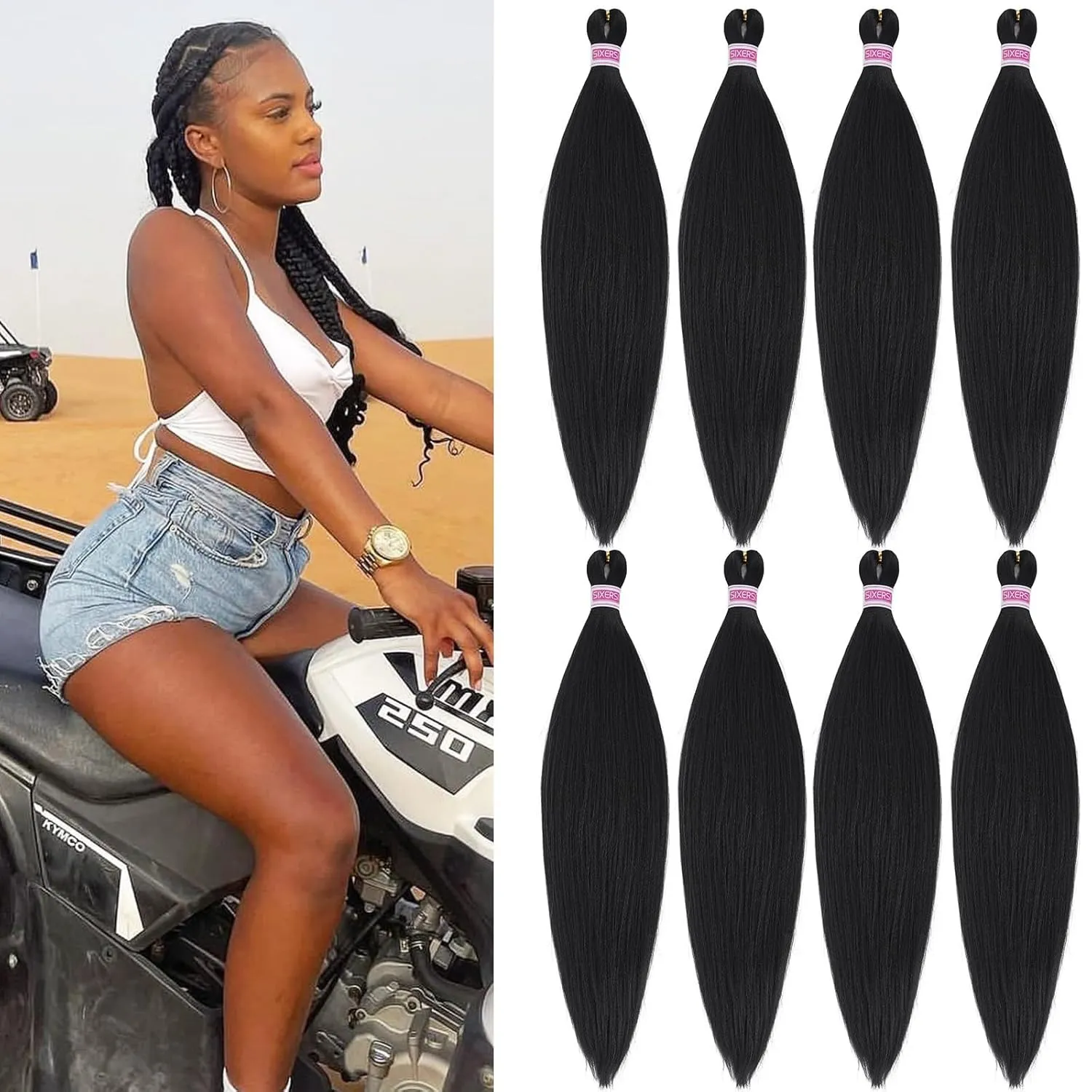 20 inch Black Braiding Hair Pre Stretched 1b Braiding Hair Extensions for Box Braids kids Knotless Synthetic Pre Sectioned Braiding Hair Black