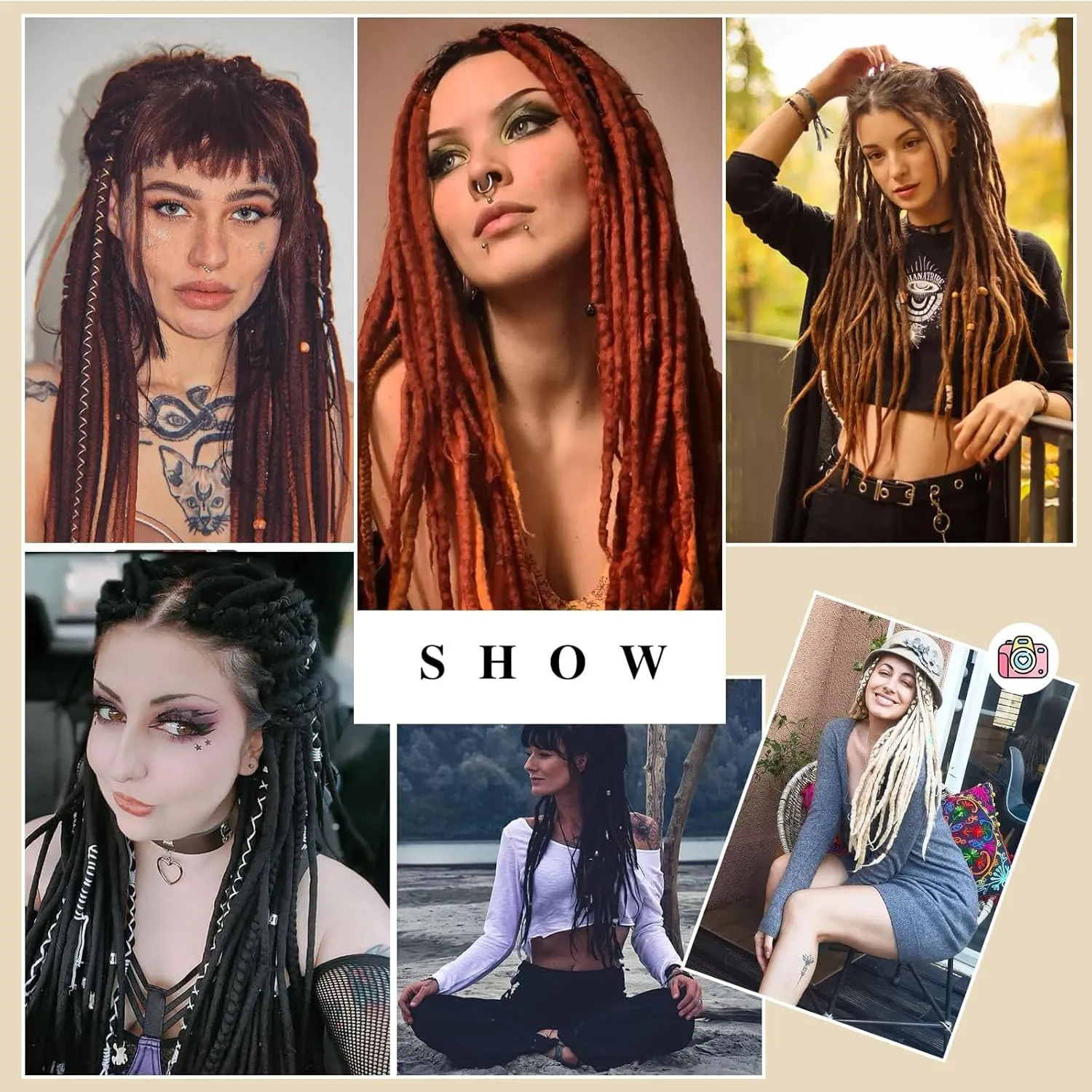 20 Inch Light Pink Wool Dreadlock Extensions Double Ended 20 Strands 0.6cm Wool Dreadlocks for Women Soft&Lightweight Double Ended Wool Dreads Stylish & Durable Dreads Extensions