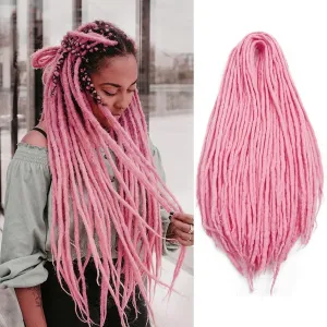 20 Inch Light Pink Wool Dreadlock Extensions Double Ended 20 Strands 0.6cm Wool Dreadlocks for Women Soft&Lightweight Double Ended Wool Dreads Stylish & Durable Dreads Extensions