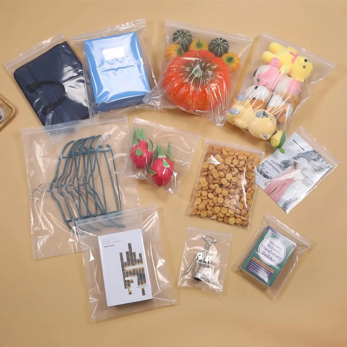 20 PCS 12" x 18" Thick 4 Mil Large Clear Zip Poly Bags Plastic Reclosable Zip Seal Lock Bags Heavy-Duty Clothing T-Shirts Shoes Toys Zipper Bag