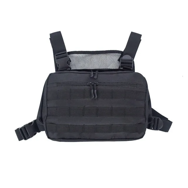 2019 Black Chest Bag Adjustable Oxford Tactical Hip Hop Streetwear Functional Shoulder Bag Waist Packs Kanye West Chest Rig Bags