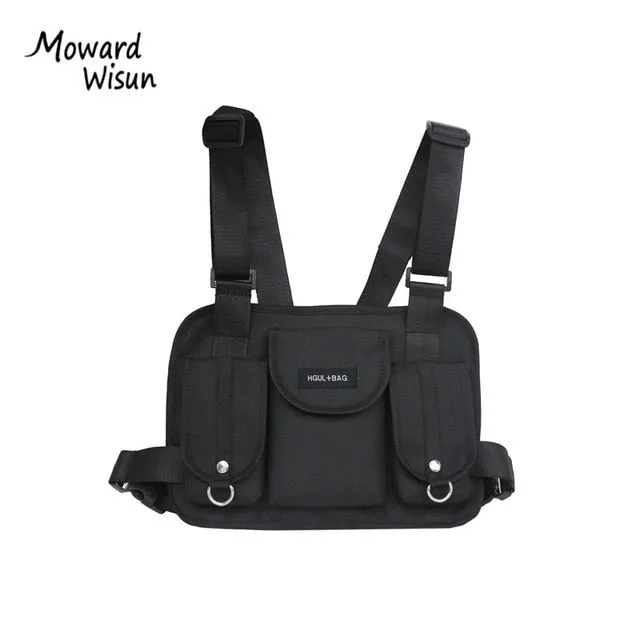 2019 Black Chest Bag Adjustable Oxford Tactical Hip Hop Streetwear Functional Shoulder Bag Waist Packs Kanye West Chest Rig Bags