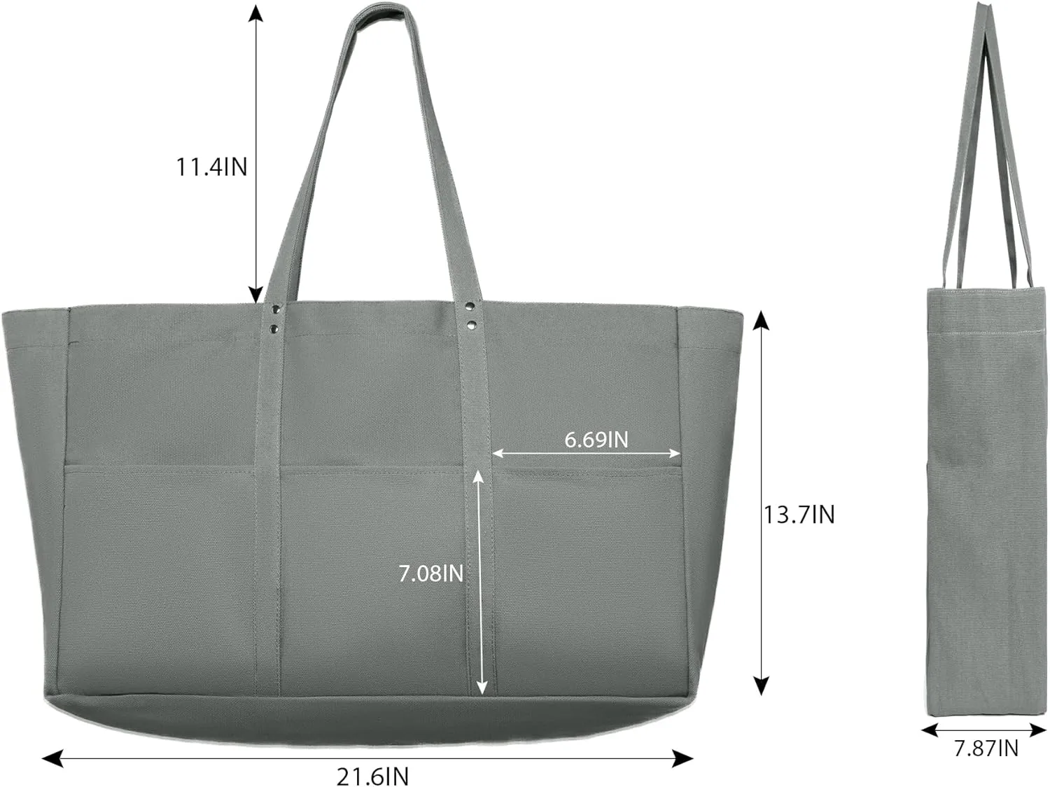 21.6" Large Canvas Tote Bag for Women with Multi-pockets and Laptop Sleeve Utility Tote Bag Big Everything Bags