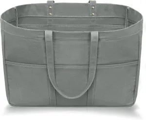 21.6" Large Canvas Tote Bag for Women with Multi-pockets and Laptop Sleeve Utility Tote Bag Big Everything Bags