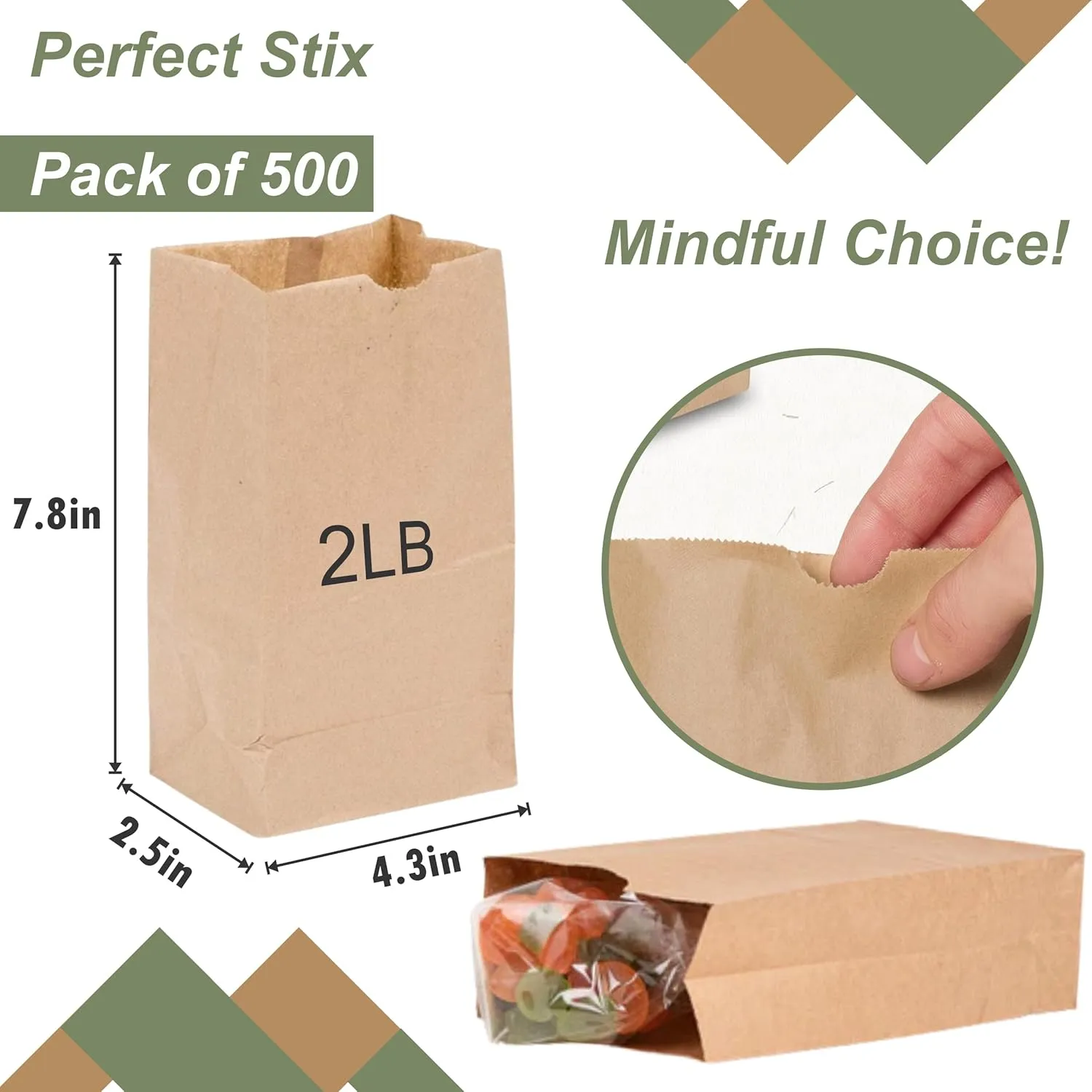 2lb Brown Paper Bags- Package of 500ct