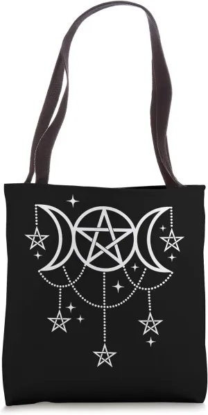 3 Moon Pentacle Wiccan Symbol Of Divine Feminine Power Tote Bag