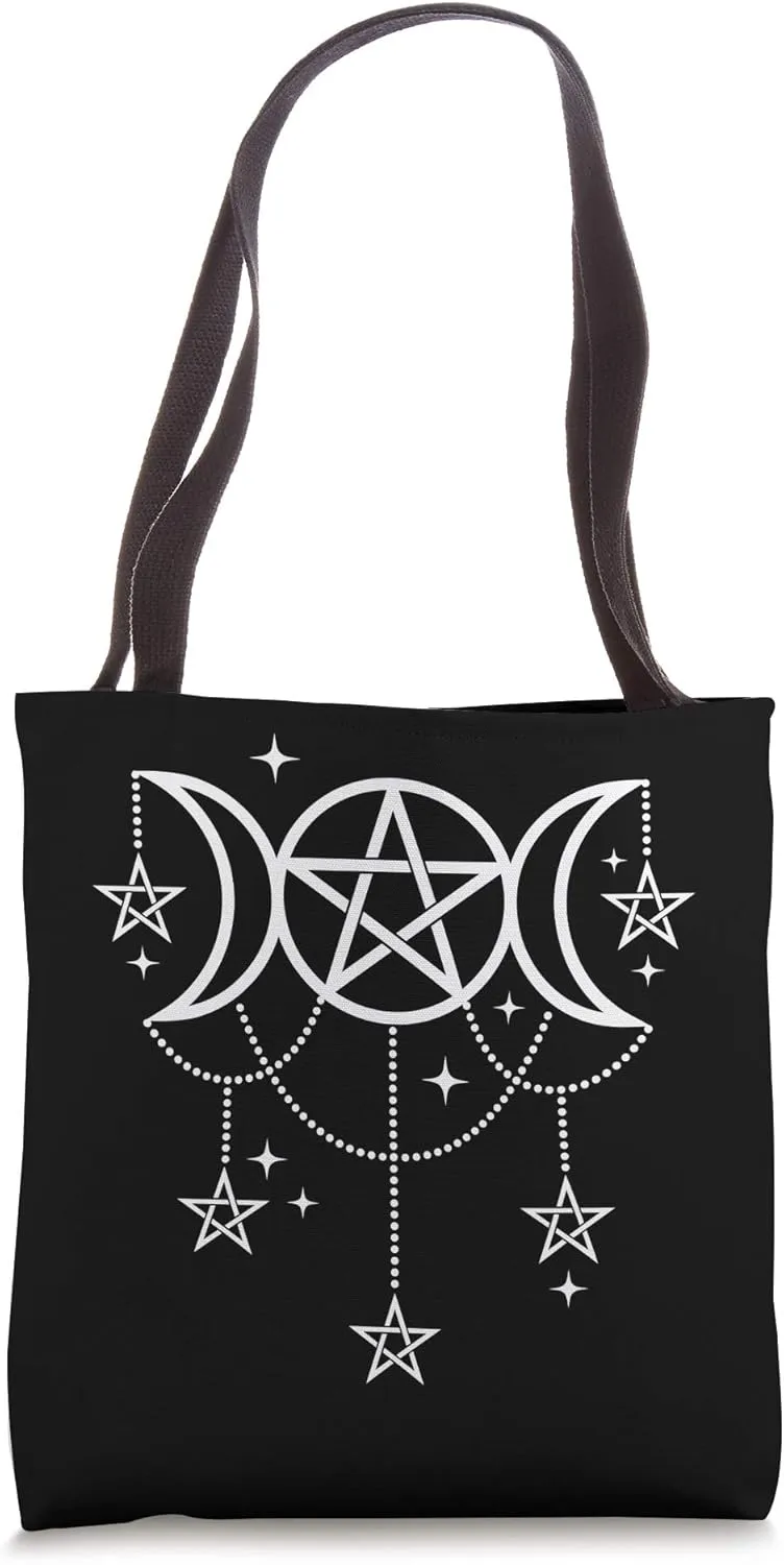 3 Moon Pentacle Wiccan Symbol Of Divine Feminine Power Tote Bag