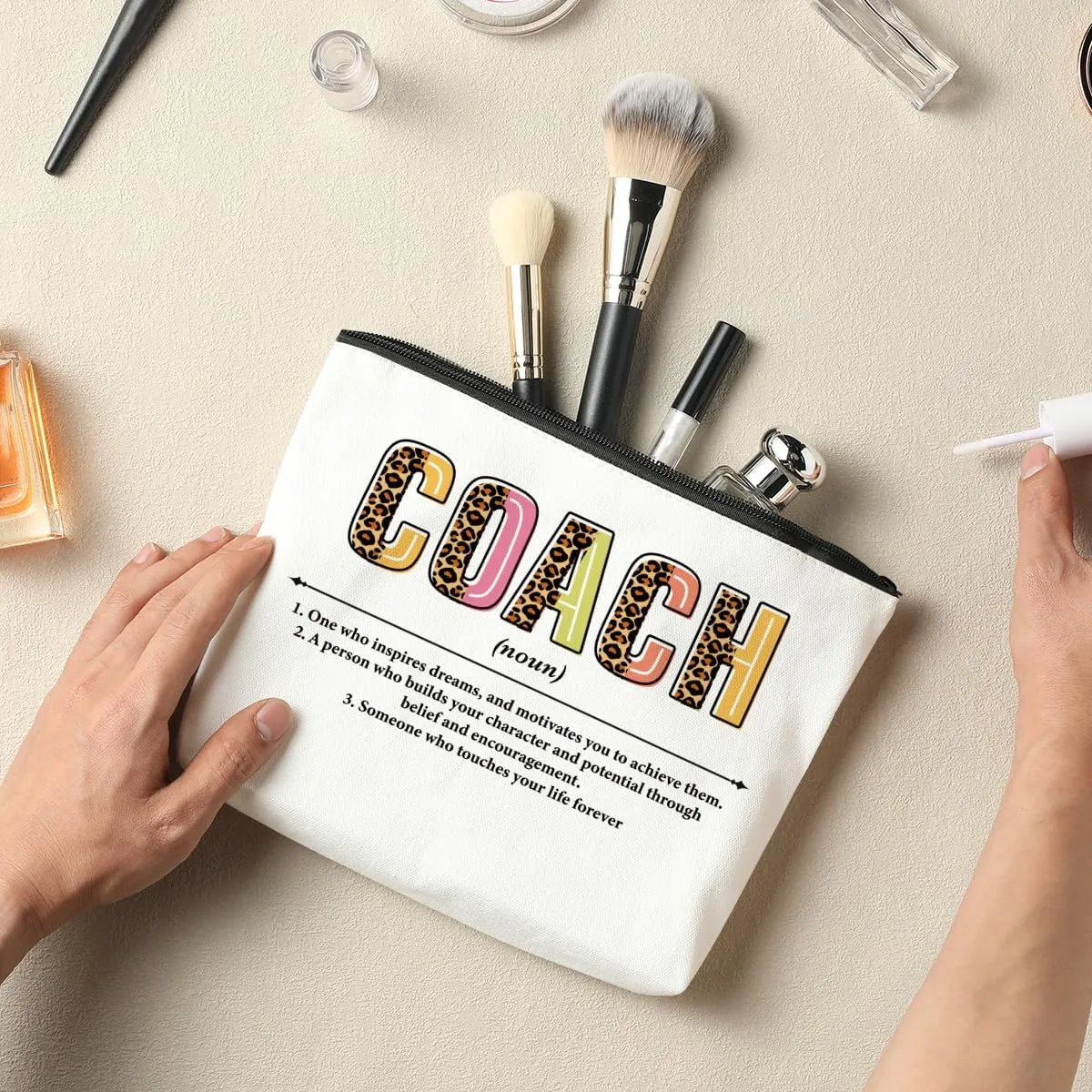 3 PCS Coach Makeup Bag - Best Coach Gifts for Women's Cheer, Football, Volleyball Teams & More