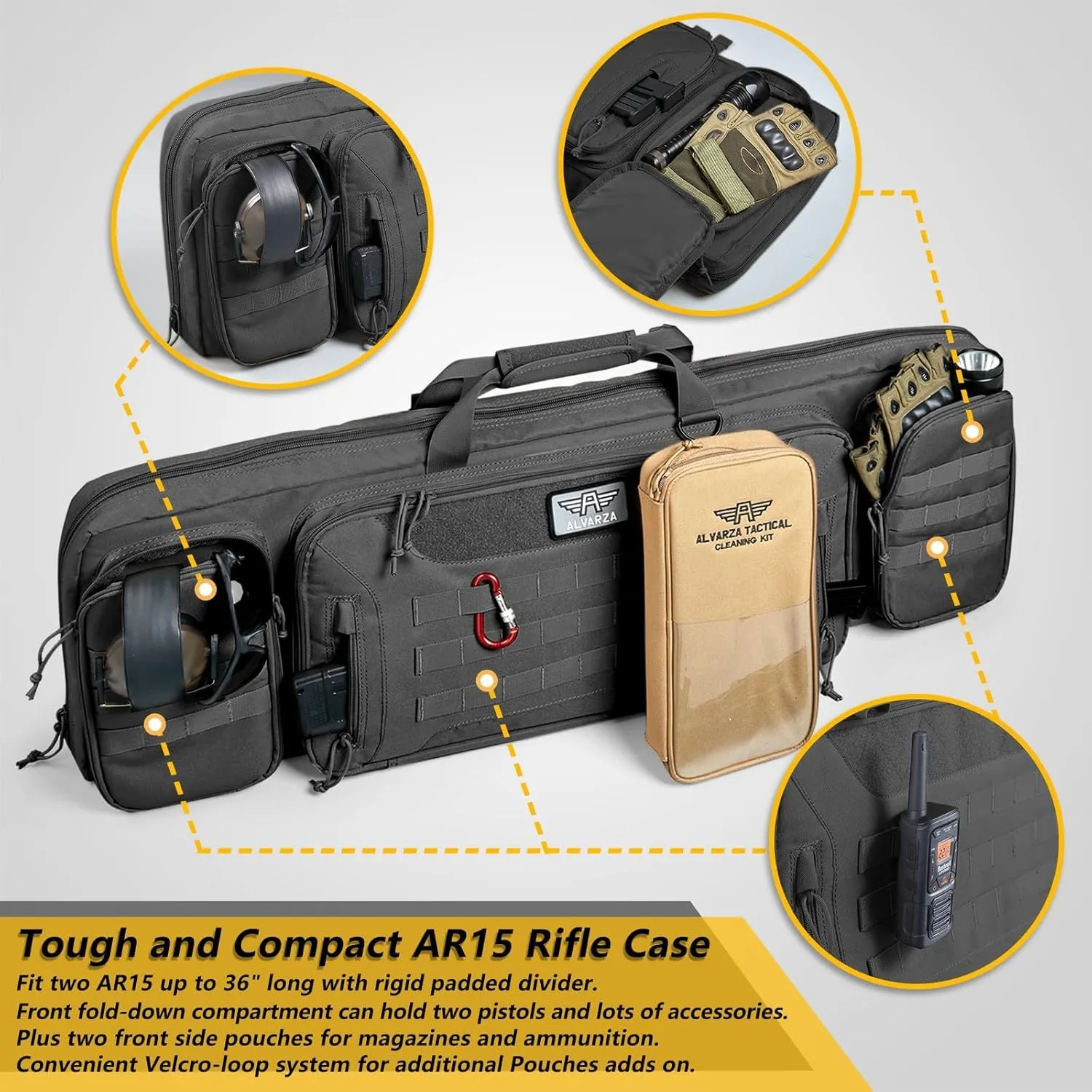 36" 42" 48" Double Long Gun Bag Nylon 1000D Soft Case Backpack Rifle Shotgun Pistol Transportation for Hunting Shooting Range, Firearm Transportation with Lockable Zipper and Molle System