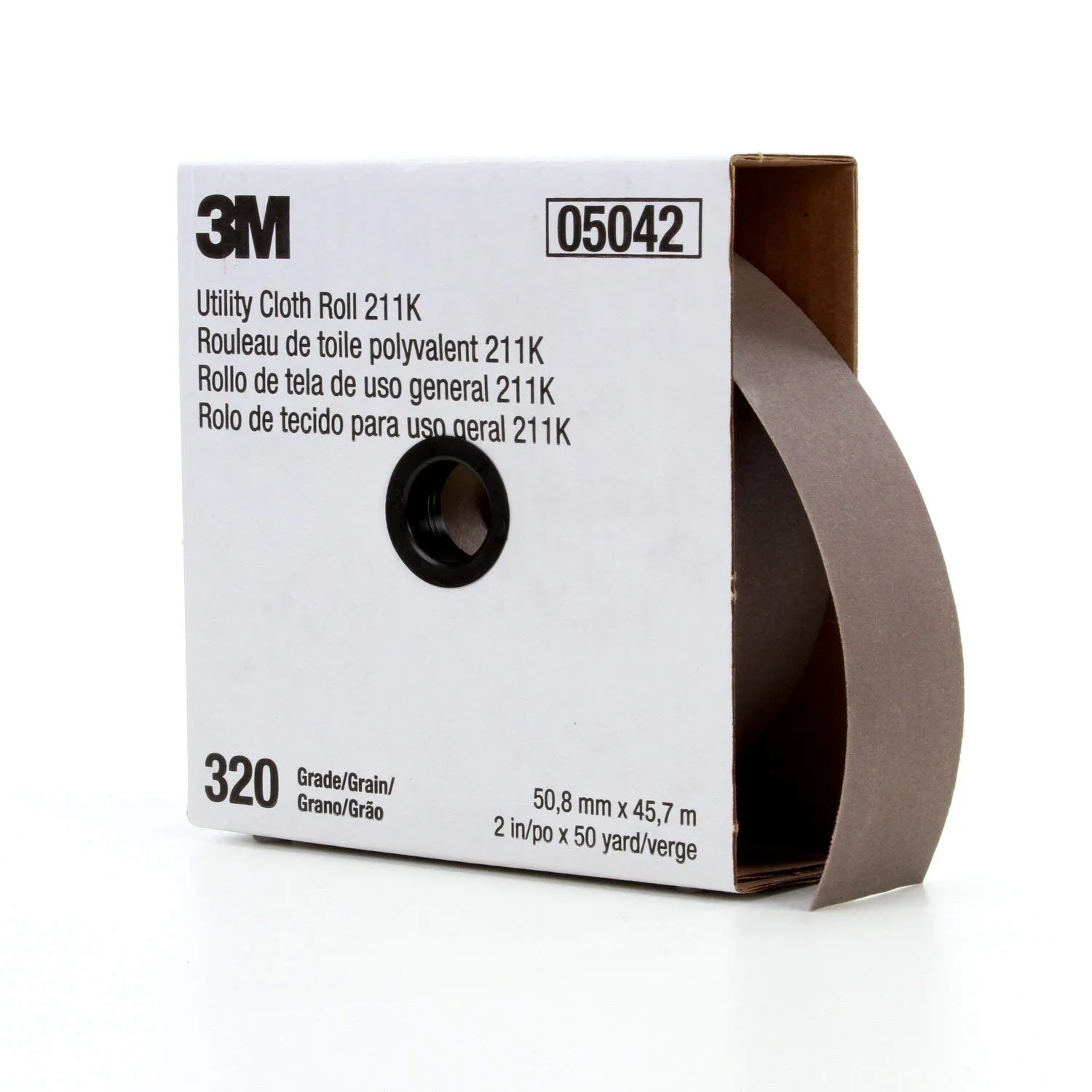 3M Utility Cloth Roll 211K, 320 J-weight, 2 in x 50 yd, ASO, Full-flex
