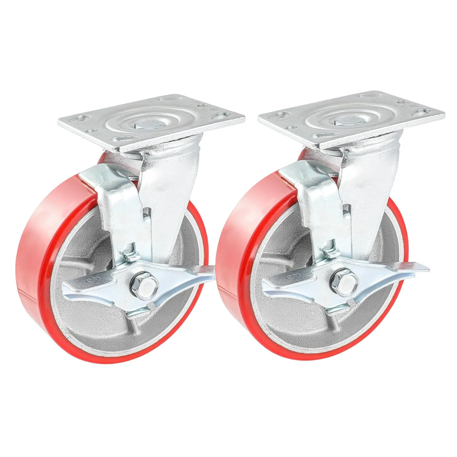 3"x2" Industrial Casters- Heavy Duty Casters,Polyurethane on Aluminum Casters Set of 4 - Loading Capacity up to 2800LB.Use for workbenches, Machines,Equipment (3inch Brake and Rigid)