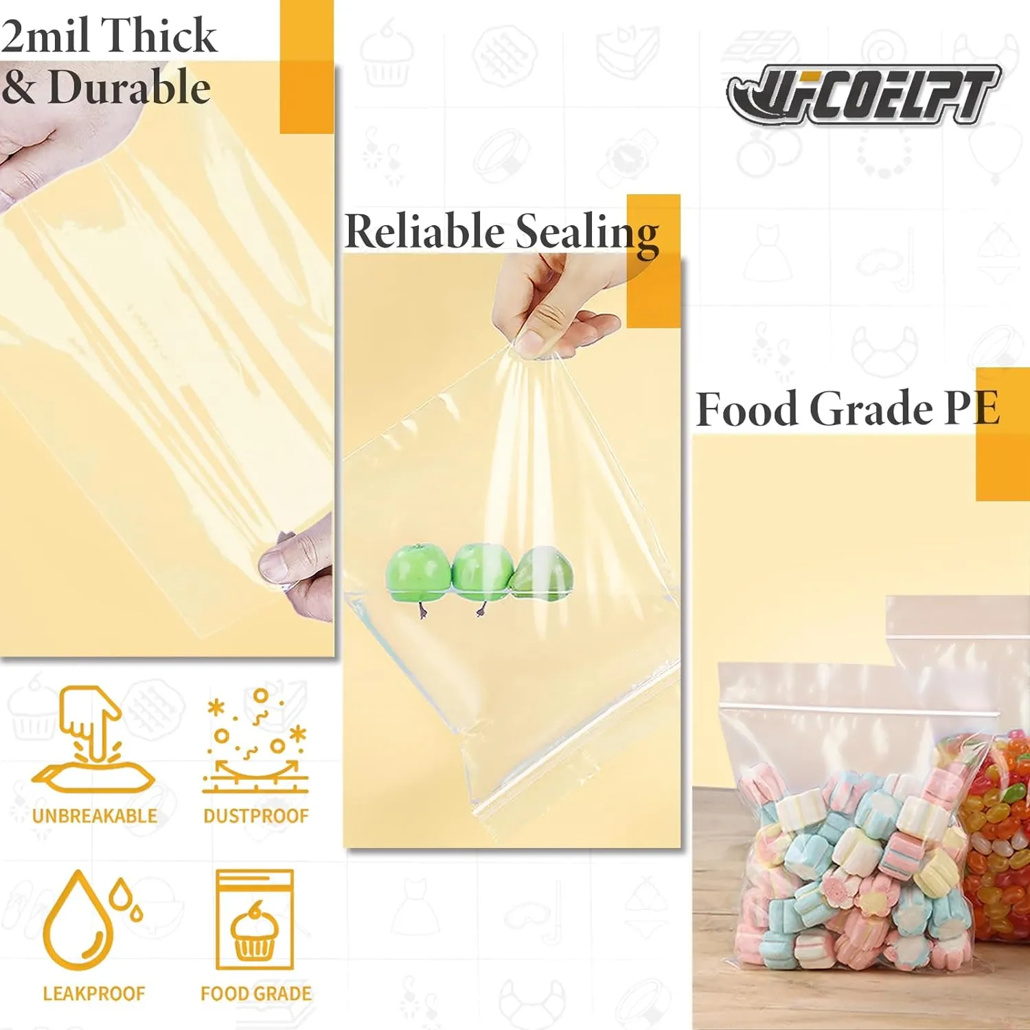 3''x 4'' Pack of 1000 Small Clear Poly Zipper Bags Reclosable Storage Plastic Bags for Jewelry, Gift Card, Halloween Candy