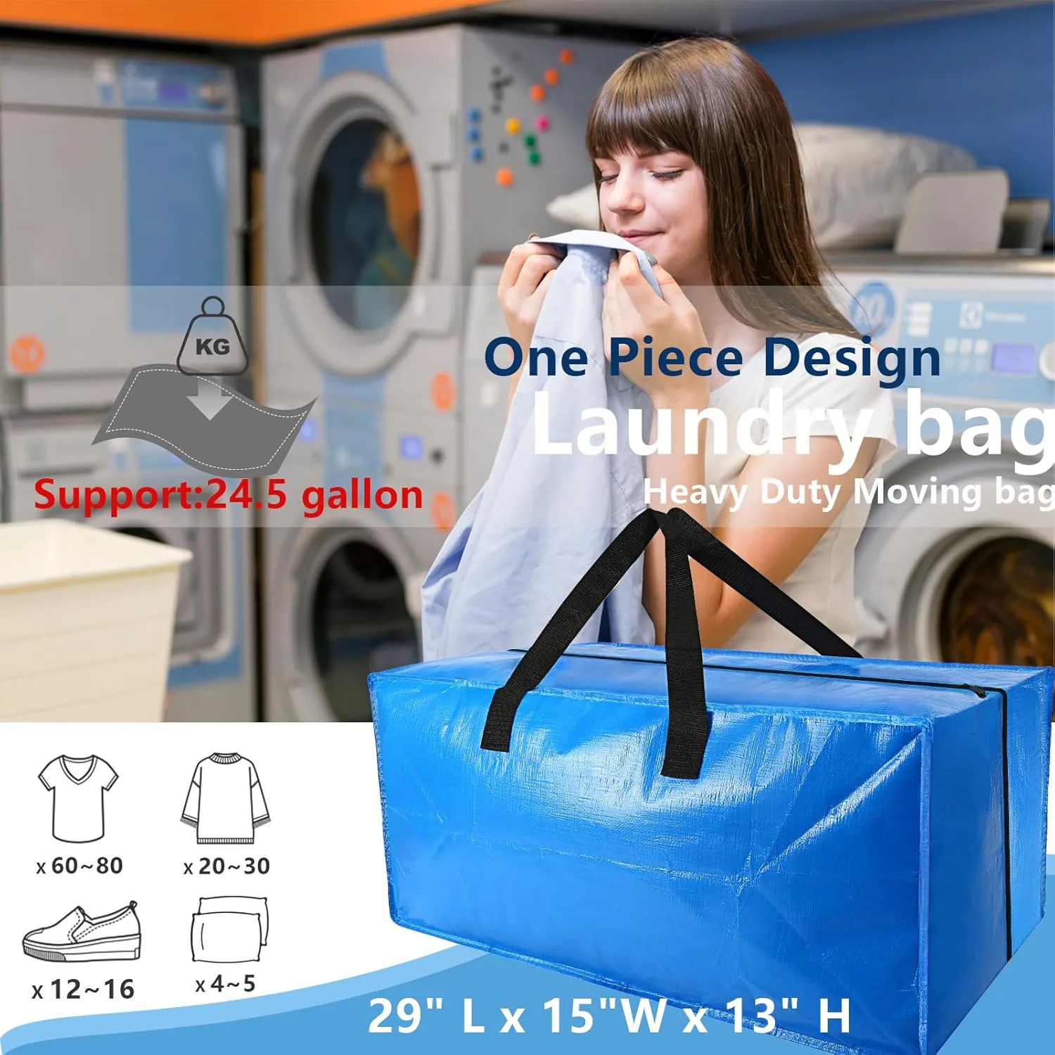 4 Pack Heavy Duty Extra Large Moving Bags Storage Tote - Strong Handles& Backpack Straps - Space Saving Storage Bags Alternative to Moving Boxes and Bins,Compatible with Ikea Frakta Cart, Blue