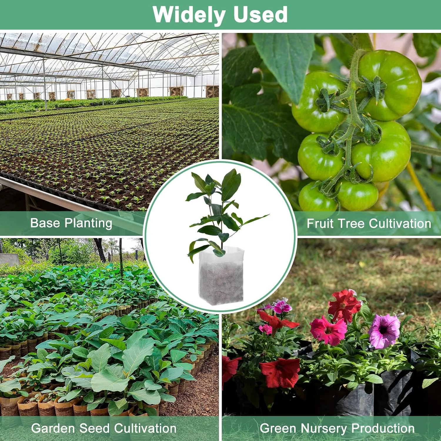 400-Pack Nursery Growing Bags, 7.1" x 6.3" Non-Woven Plant Nursery Bags, Fabric Seeding Pots Pouch for Seed Starting/Soil Transplant/Home Garden Supply [White]