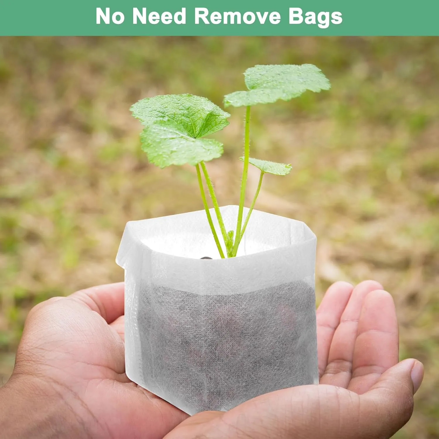 400-Pack Nursery Growing Bags, 7.1" x 6.3" Non-Woven Plant Nursery Bags, Fabric Seeding Pots Pouch for Seed Starting/Soil Transplant/Home Garden Supply [White]
