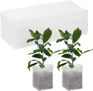 400-Pack Nursery Growing Bags, 7.1" x 6.3" Non-Woven Plant Nursery Bags, Fabric Seeding Pots Pouch for Seed Starting/Soil Transplant/Home Garden Supply [White]