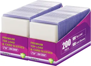 400 Packs Card Sleeves Top Loaders for Cards,3"X4" Baseball Card Protectors Toploaders,Hard Plastic Card Holder for Trading Sports Football Game Cards (200 Hard Sleeves 200 Penny Sleeves)