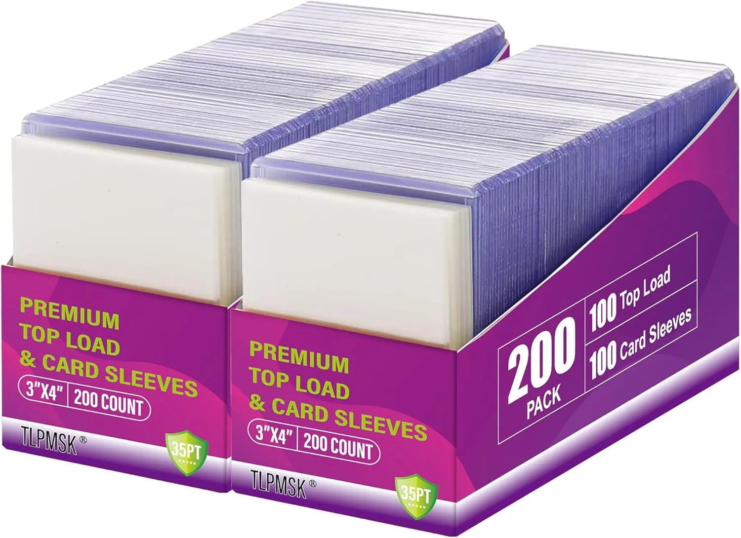 400 Packs Card Sleeves Top Loaders for Cards,3"X4" Baseball Card Protectors Toploaders,Hard Plastic Card Holder for Trading Sports Football Game Cards (200 Hard Sleeves 200 Penny Sleeves)