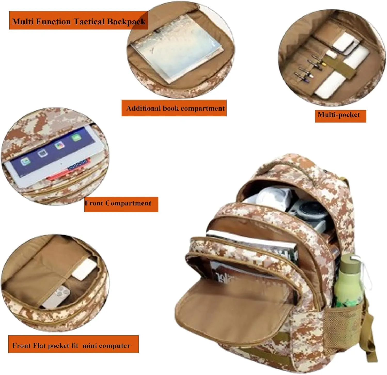 40L Tactical Backpack Molle Backpack,Military Camo Backpack Gym Daypack W/USB Port For Trekking Camping Hunting