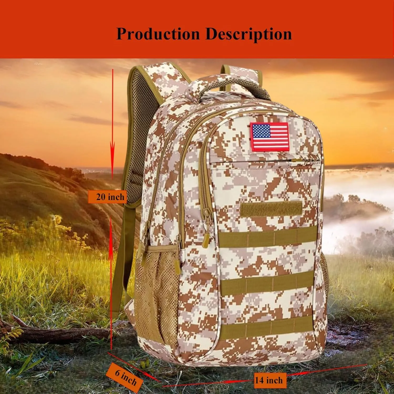 40L Tactical Backpack Molle Backpack,Military Camo Backpack Gym Daypack W/USB Port For Trekking Camping Hunting