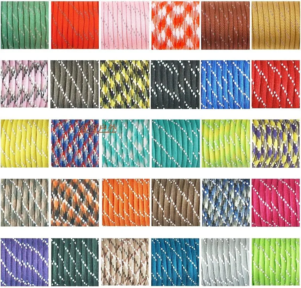 4.2mm Reflective Nylon Rope,100feet Reflective Parachute Cord,8 Strand Guyline Tent Rope Nylon Cord,Utility Paracord for Camping Tent, Outdoor Hiking Packaging