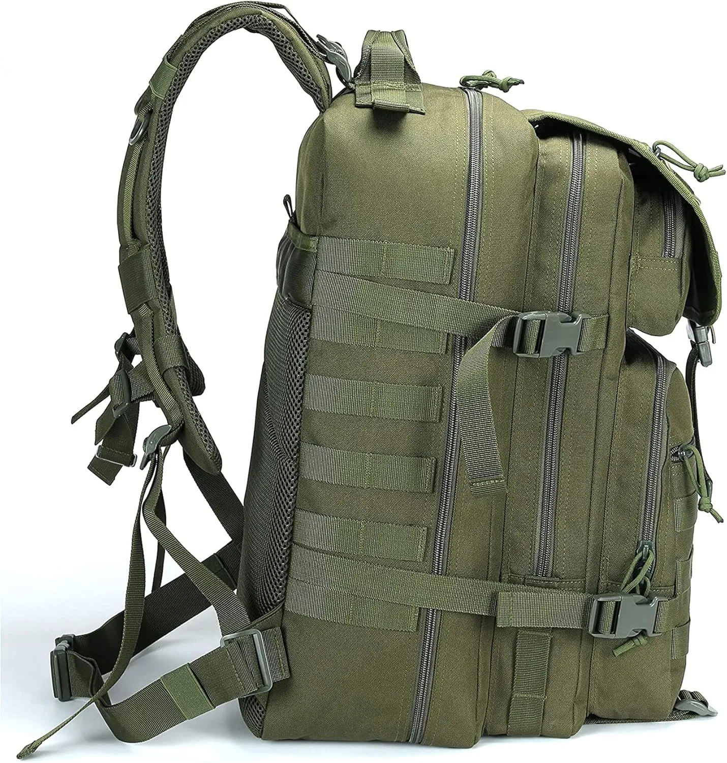 45L Molle Army Military Tactical Bag - Waterproof Assault Pack Rucksack Travel Hiking Shoulder Backpack (Army Green)