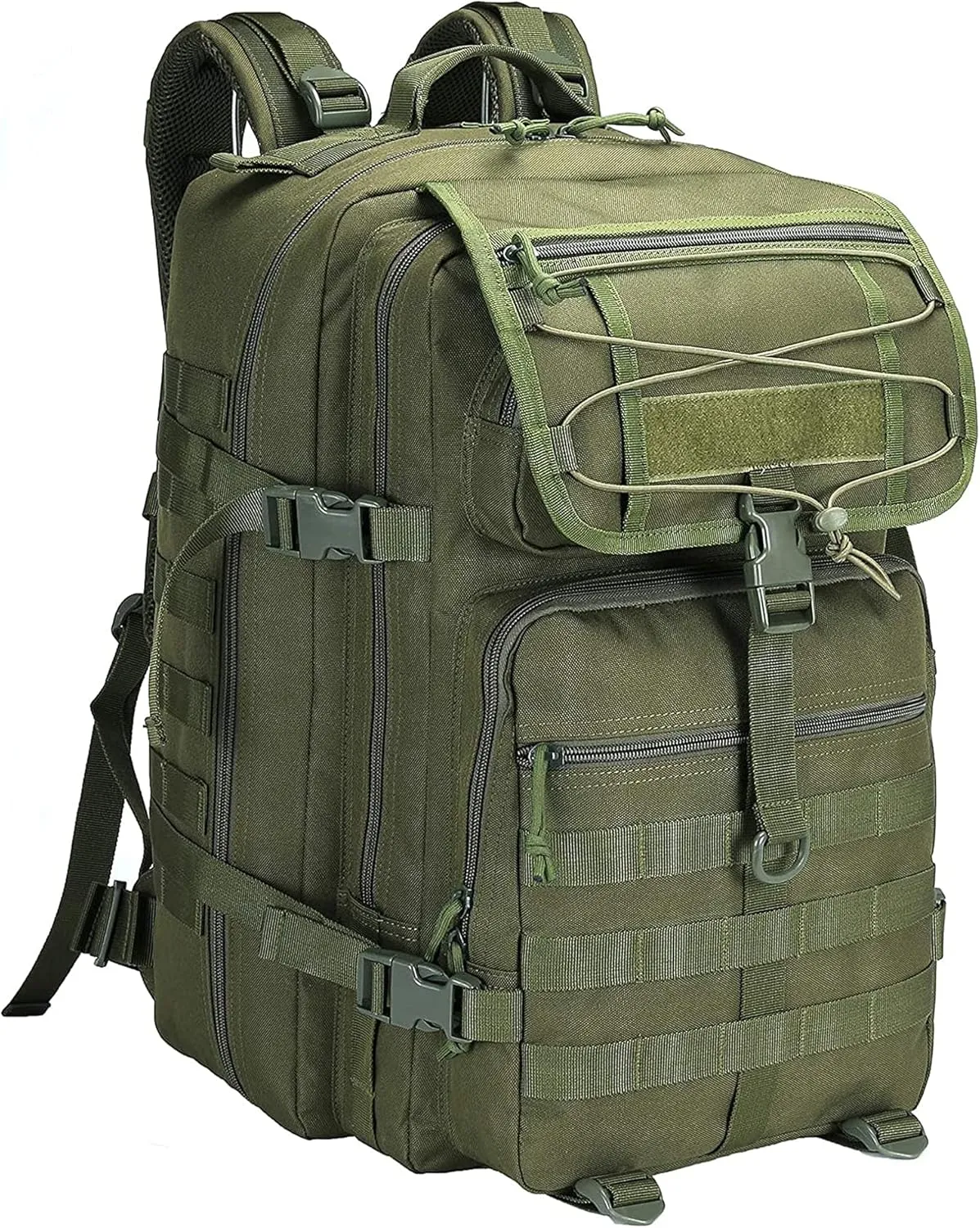 45L Molle Army Military Tactical Bag - Waterproof Assault Pack Rucksack Travel Hiking Shoulder Backpack (Army Green)