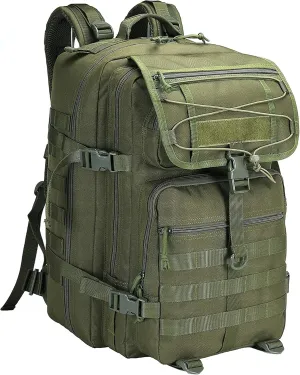 45L Molle Army Military Tactical Bag - Waterproof Assault Pack Rucksack Travel Hiking Shoulder Backpack (Army Green)